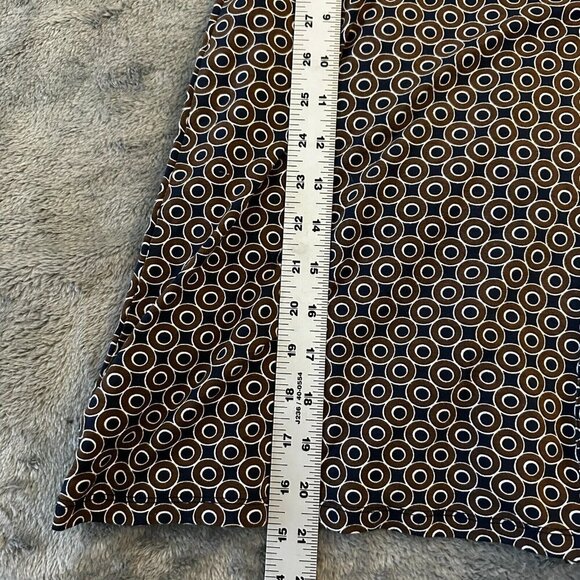 Boden Pleated Knit Stretch Pull On Skirt Women's size 14 Brown Blue Geometric - Picture 5 of 6